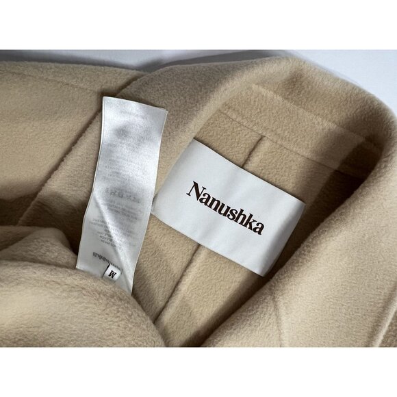 Nanushka Veda Wool Blend Coat in Beige - Picture 7 of 7